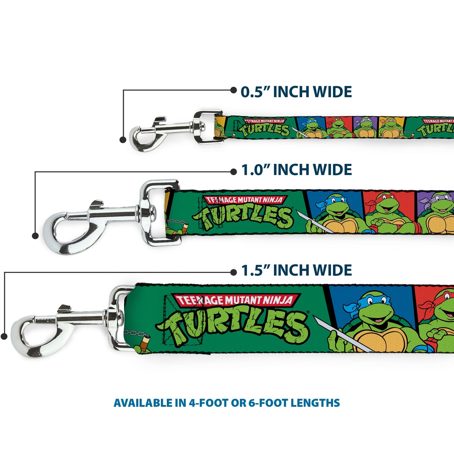 Dog Leash - Classic TEENAGE MUTANT NINJA TURTLES Group Pose3/TMNT Logo Green/Multi Color