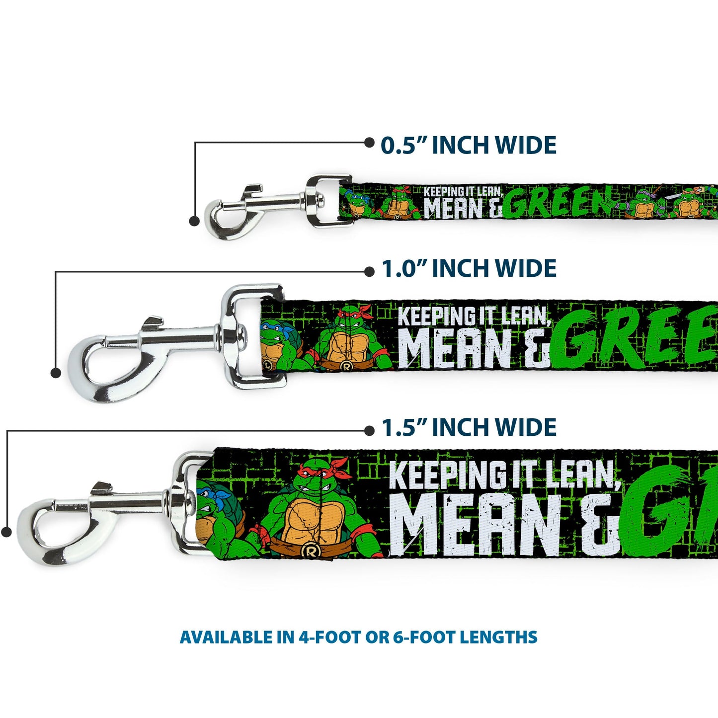 Dog Leash - Classic TMNT Group Pose6/KEEPING IT LEAN, MEAN & GREEN Black/Green/White