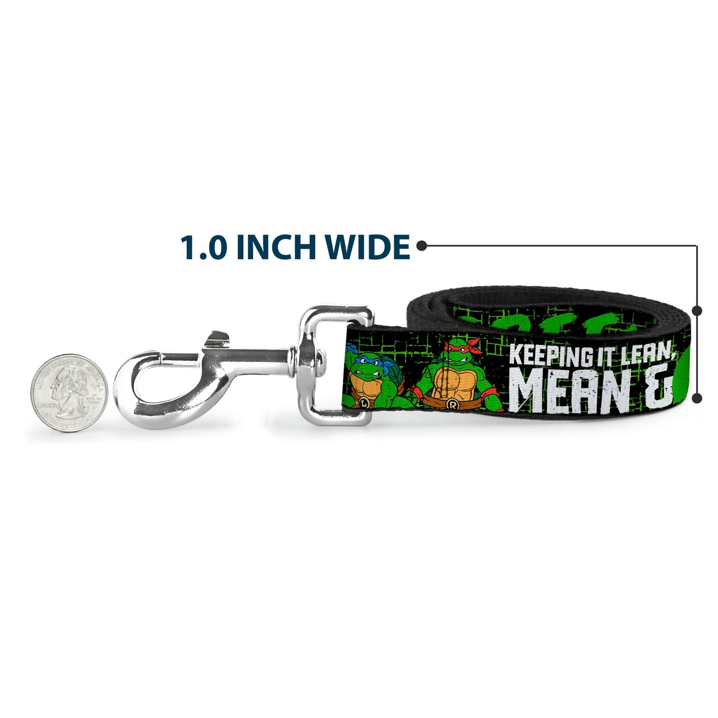 Dog Leash - Classic TMNT Group Pose6/KEEPING IT LEAN, MEAN & GREEN Black/Green/White