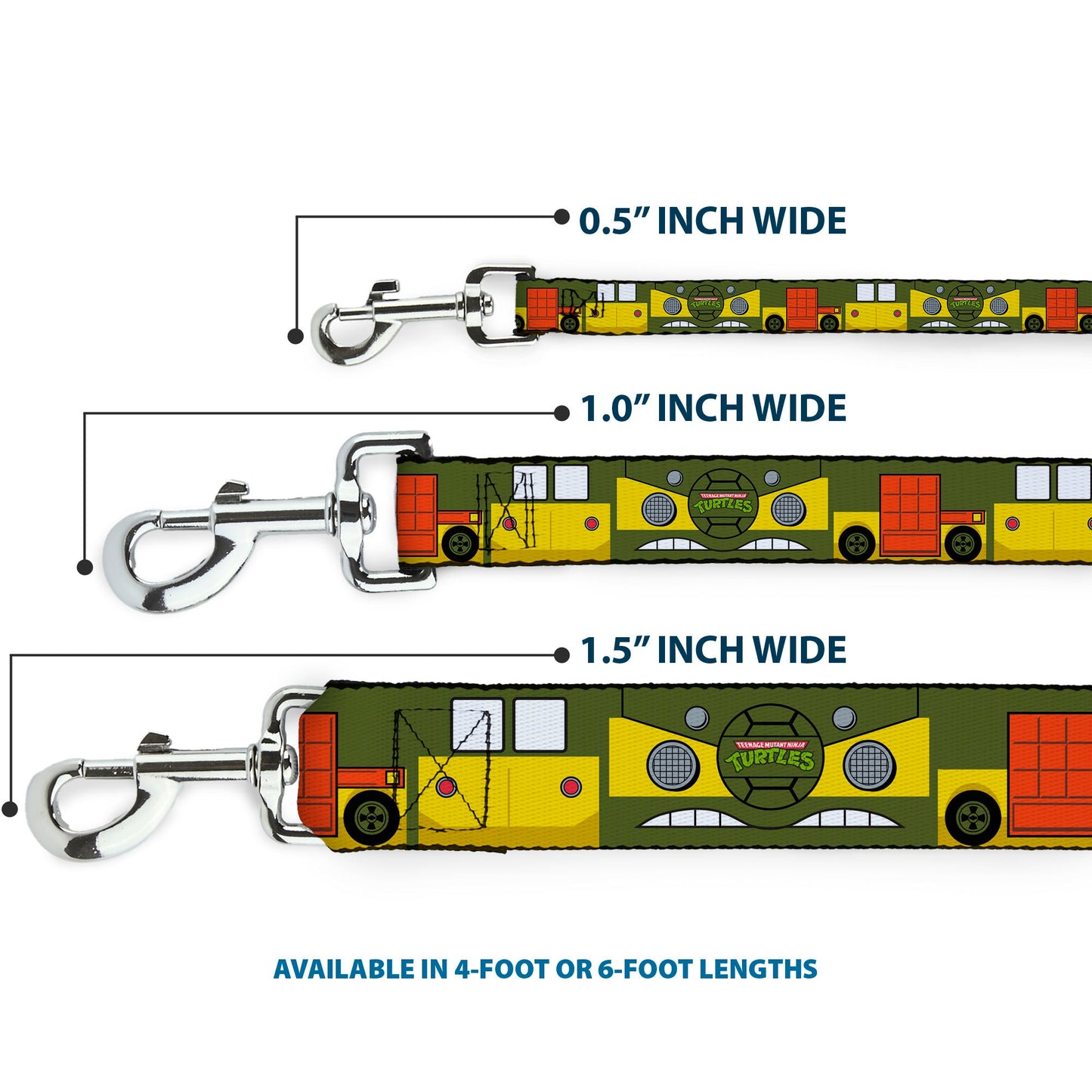 Dog Leash - Classic TMNT Ninja Turtles Party Van All Sides Green/Yellow/Orange
