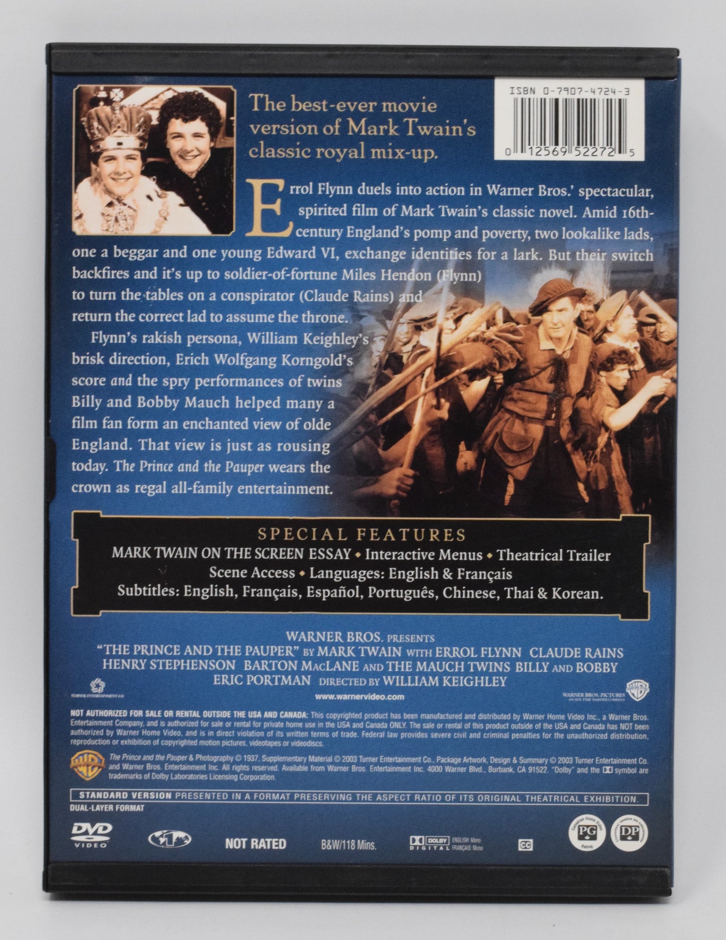 Errol Flynn The Prince and the Pauper By Mark Twain DVD