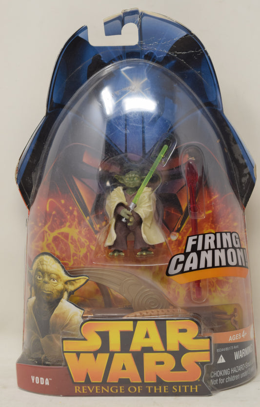 Star Wars Revenge Of The Sith Yoda Firing Cannon Action Figure Hasbro MOC New