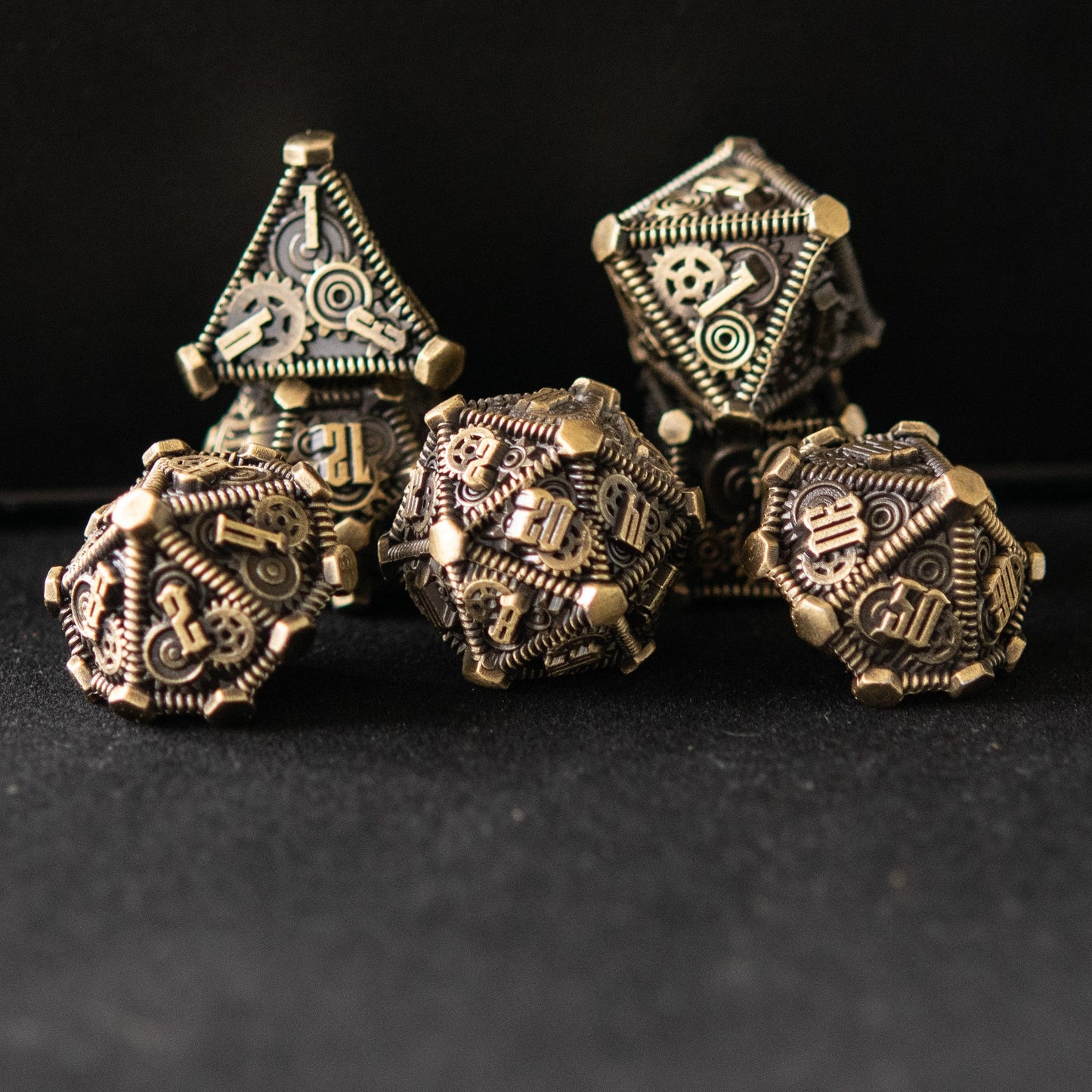 Brass - Weird West Wasteland Metal Dice Set