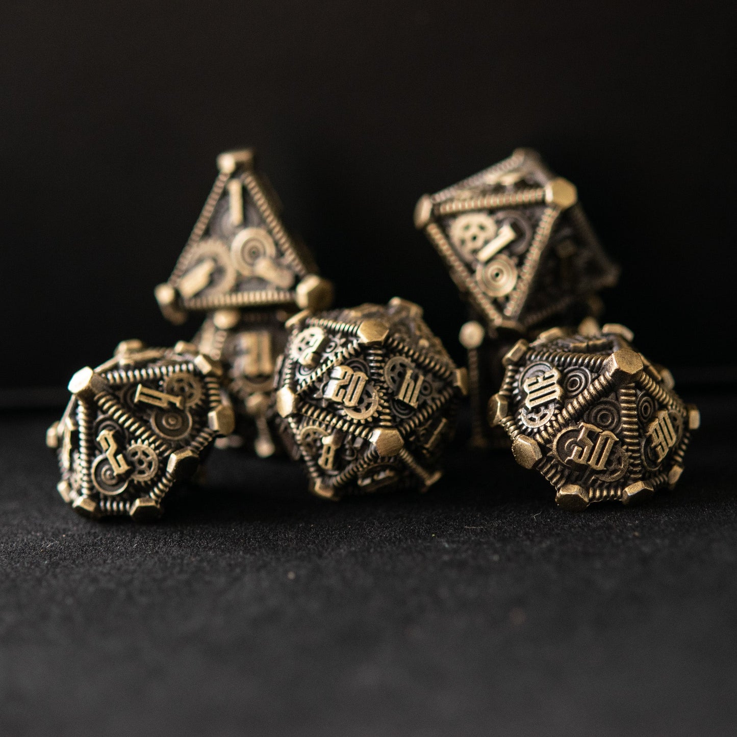 Brass - Weird West Wasteland Metal Dice Set