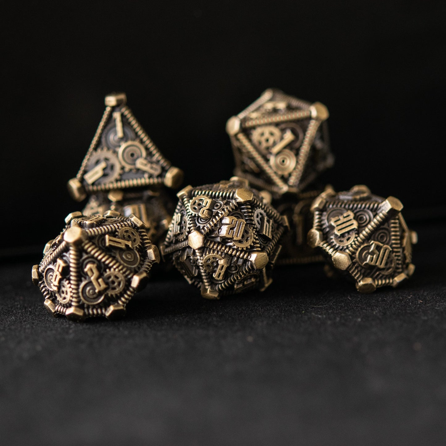 Brass - Weird West Wasteland Metal Dice Set