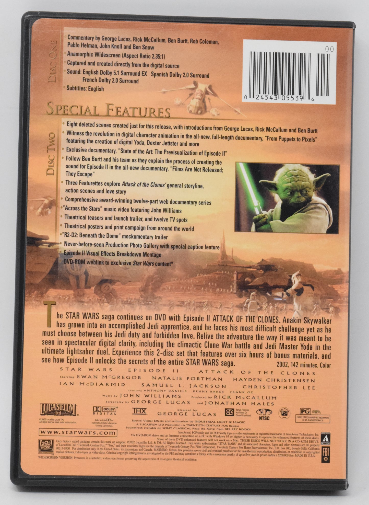 Star Wars II Attack of the Clones DVD Widescreen