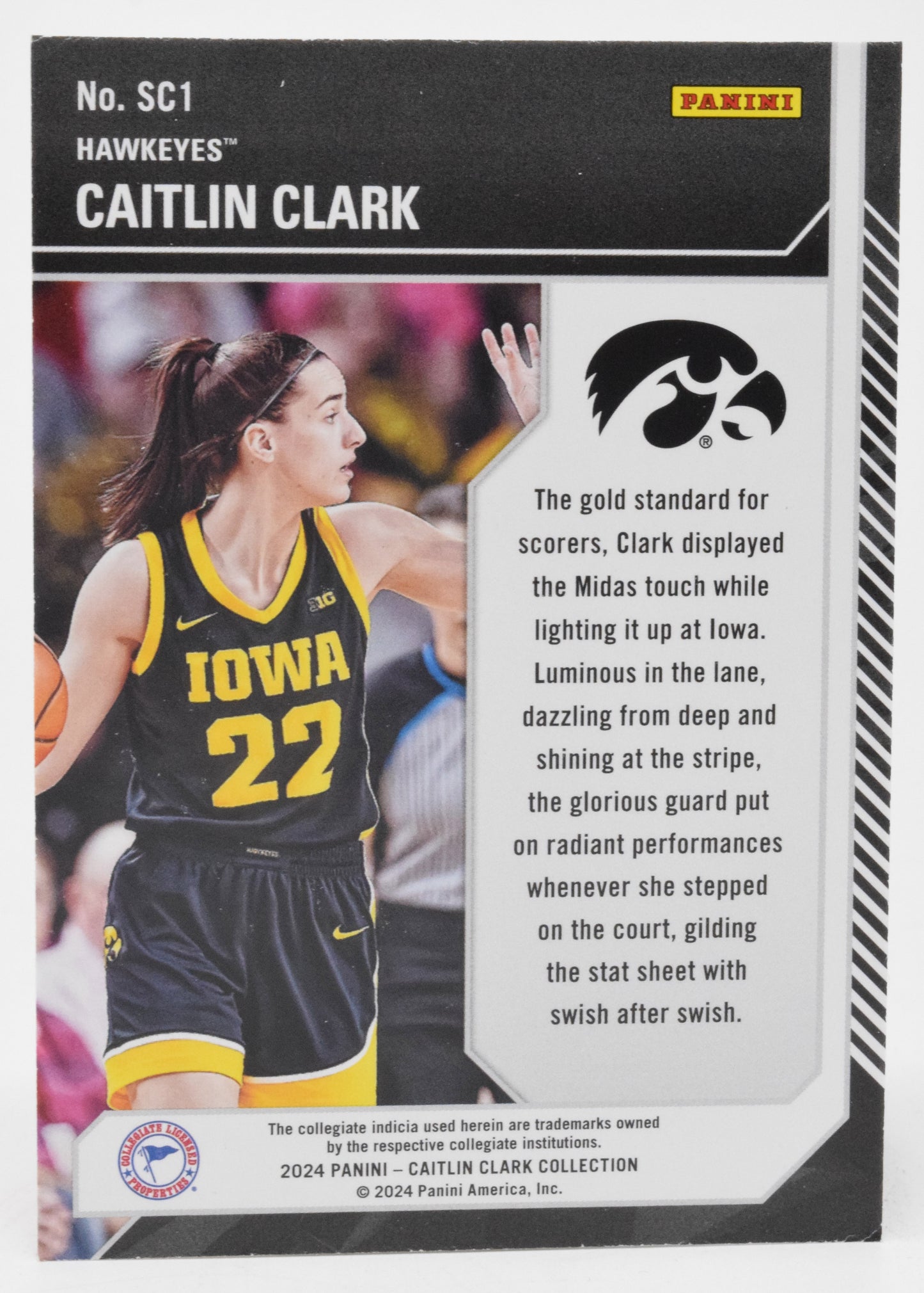 Caitlin Clark School Colors WNBA Basketball Card Panini Donruss 2024 SC1