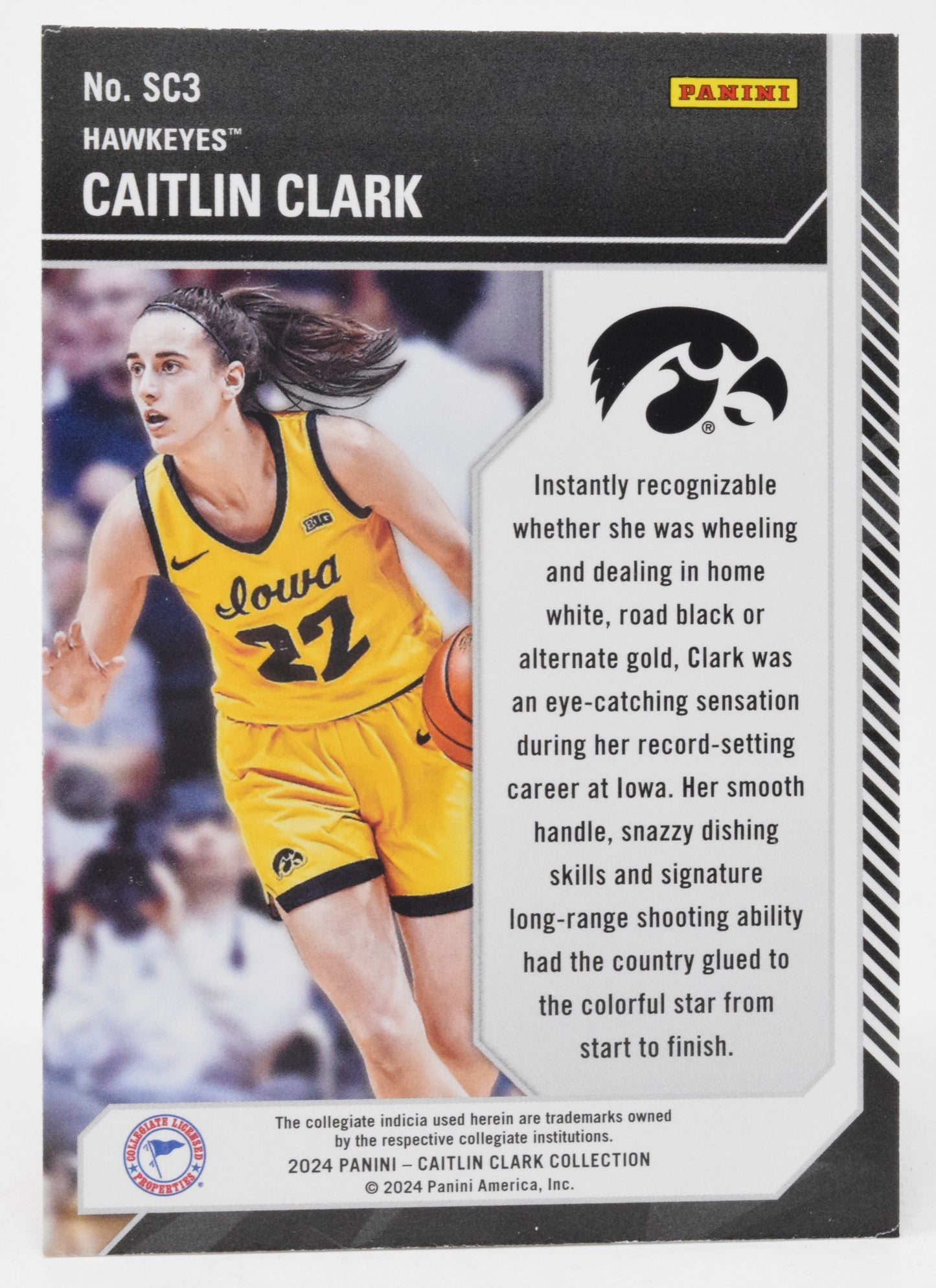 Caitlin Clark School Colors WNBA Basketball Card Panini Donruss 2024 SC3