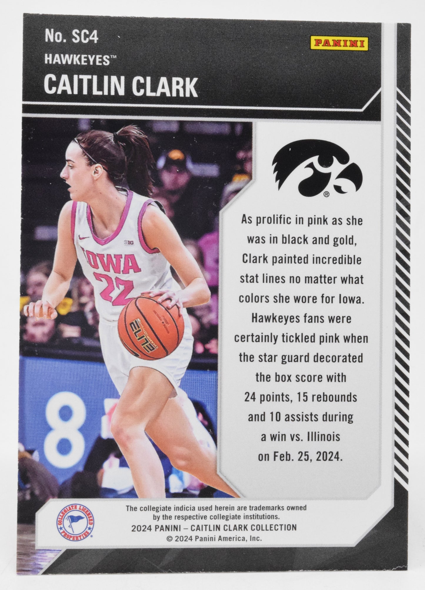 Caitlin Clark School Colors WNBA Basketball Card Panini Donruss 2024 SC4