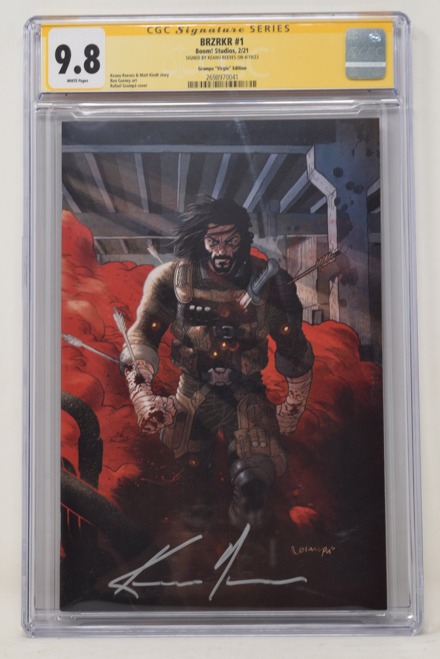 BRZRKR 1 A Rafael Grampa Matt Kindt Virgin 2021 CGC SS 9.8 Signed Keanu Reeves