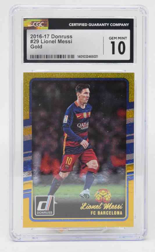 Lionel Messi Gold Soccer Card Panini Donruss 2016 - 2017 29 CGC 10