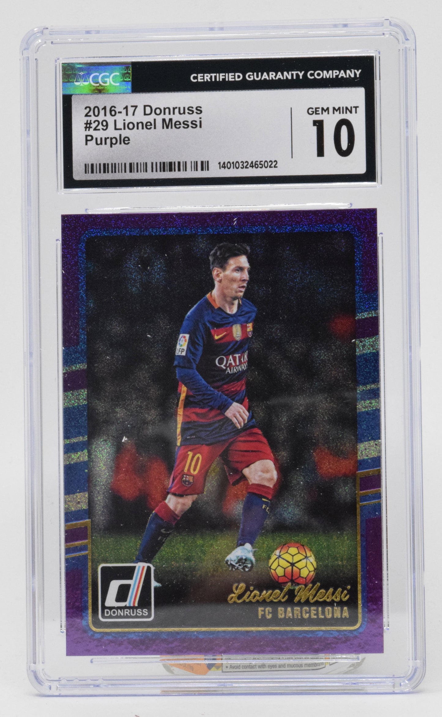 Lionel Messi Purple Soccer Card Panini Donruss 2016 - 2017 29 CGC 10