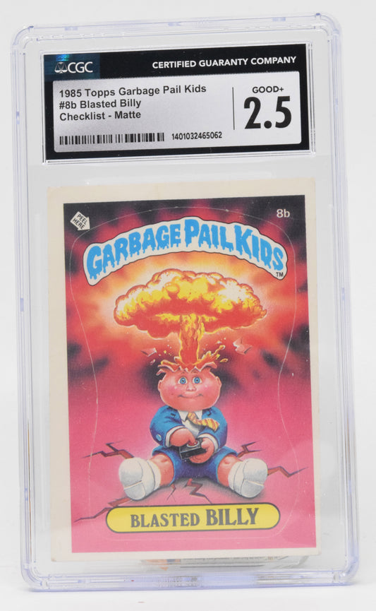 Garbage Pail Kids Blasted Billy Sticker Card Topps 1985 8 B Matte CGC 2.5