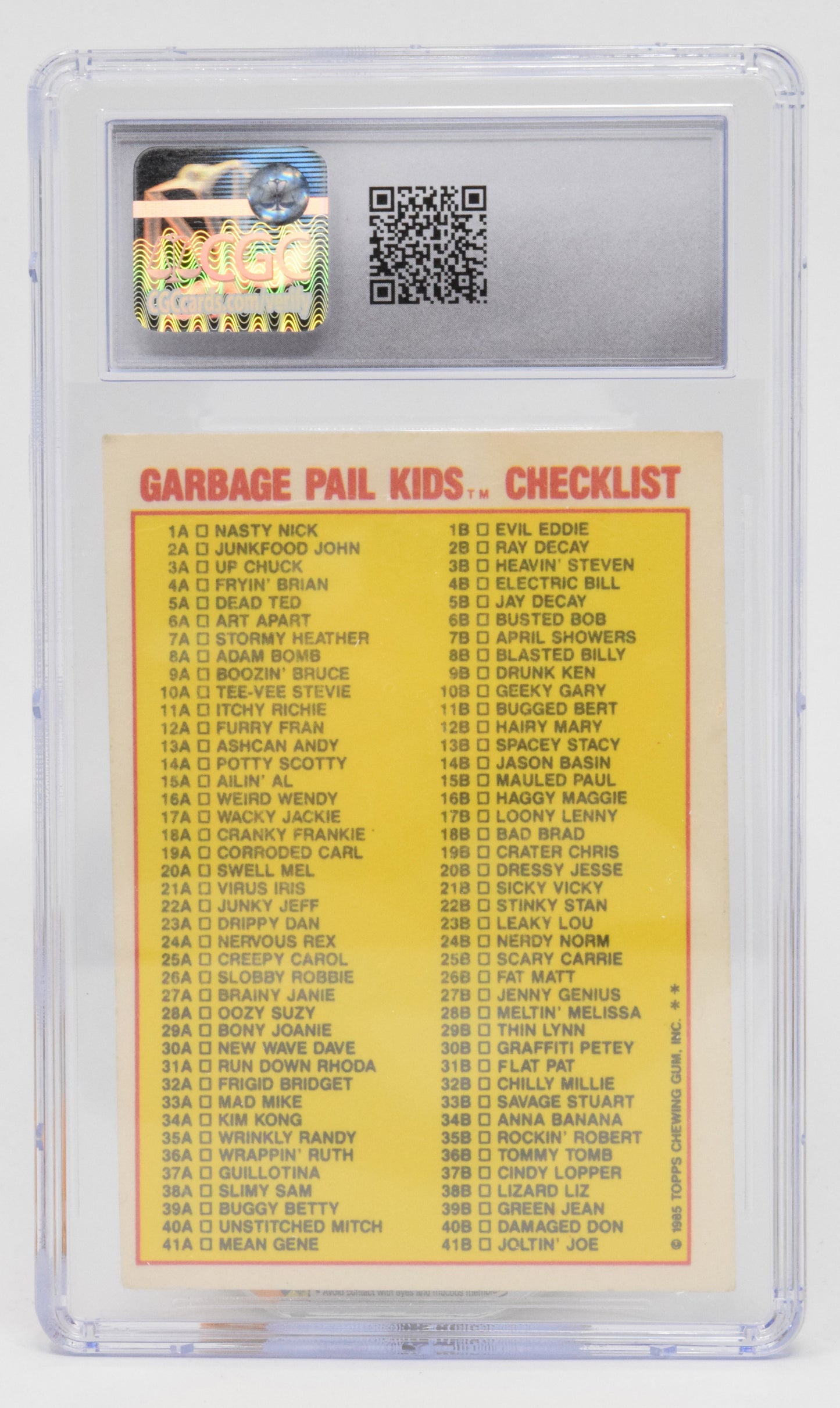 Garbage Pail Kids Blasted Billy Sticker Card Topps 1985 8 B Matte CGC 2.5