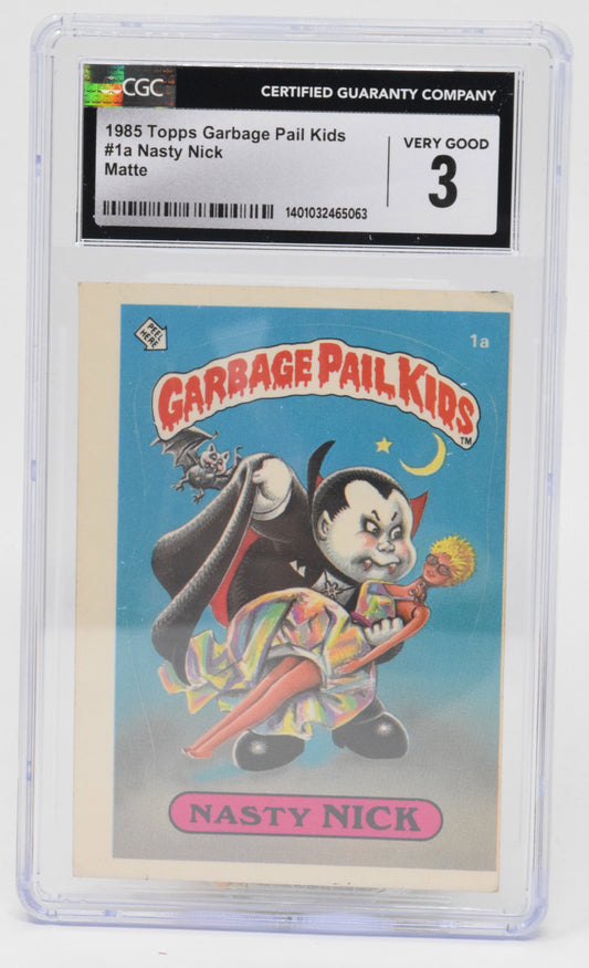 Garbage Pail Kids Nasty Nick Sticker Card Topps 1985 1 A Matte CGC 3