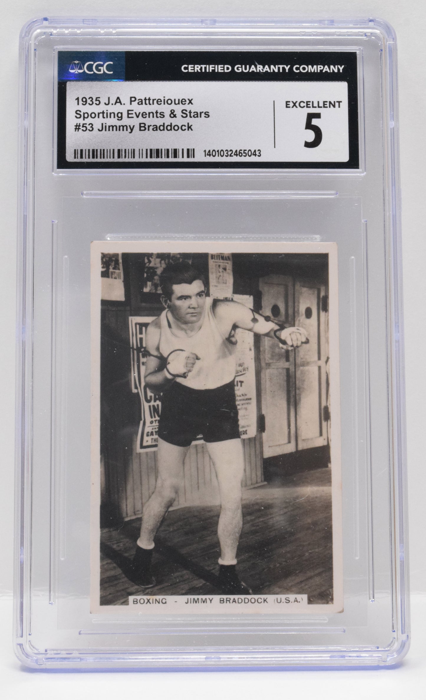 Jimmy Braddock Boxing Card JA Pattreiouex Sporting Events Stars 53 CGC 5