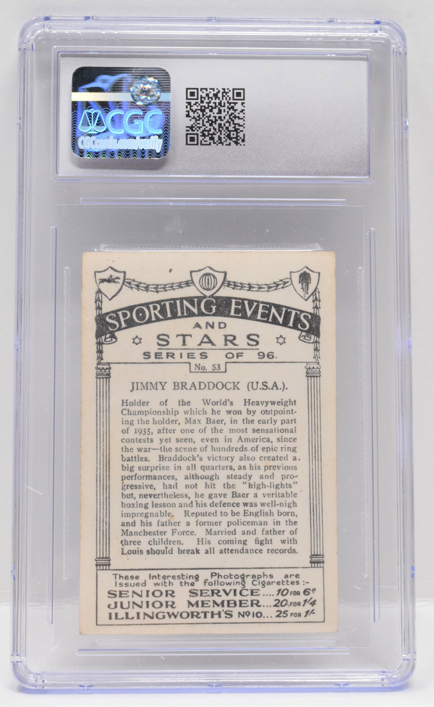 Jimmy Braddock Boxing Card JA Pattreiouex Sporting Events Stars 53 CGC 5