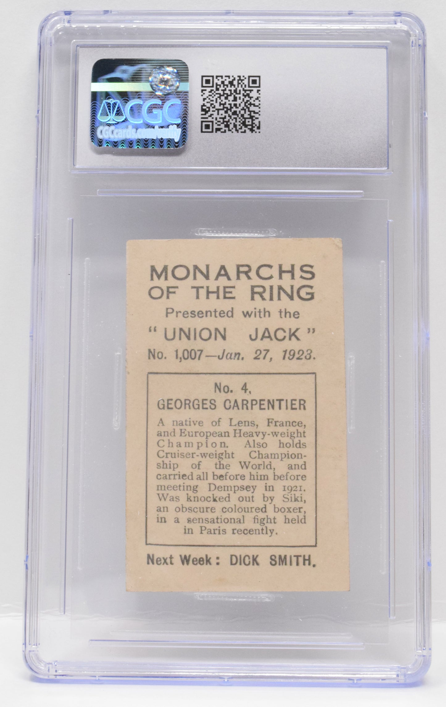 Georges Carpentier Boxing Card Union Jack Monarchs Of The Ring 4 CGC 4.5