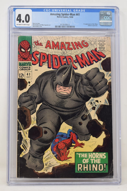 Amazing Spider-Man 41 Marvel 1966 CGC 4.0 1st Rhino John Romita Stan Lee