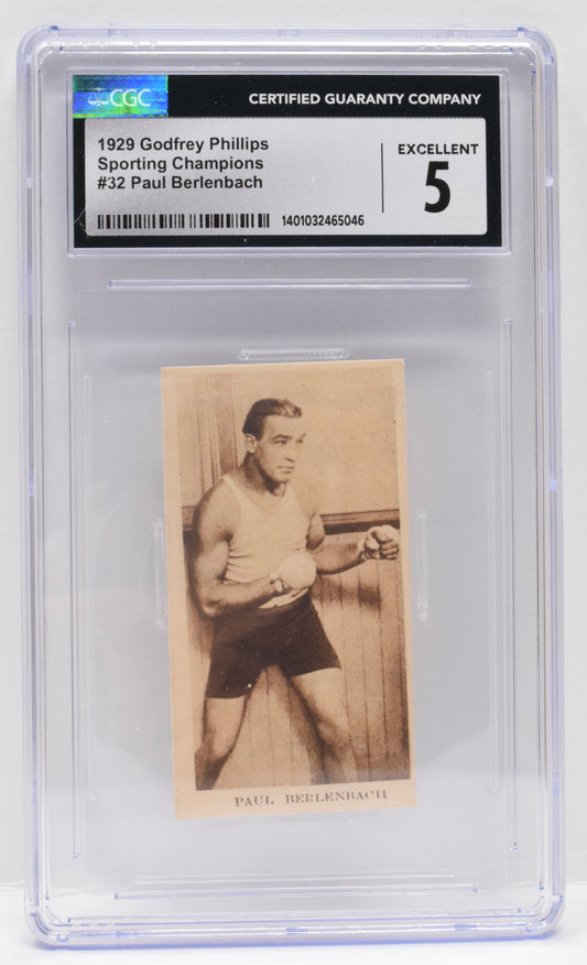 Paul Berlenbach Boxing Card Godfrey Phillips Sporting Champions 1929 32 CGC 5