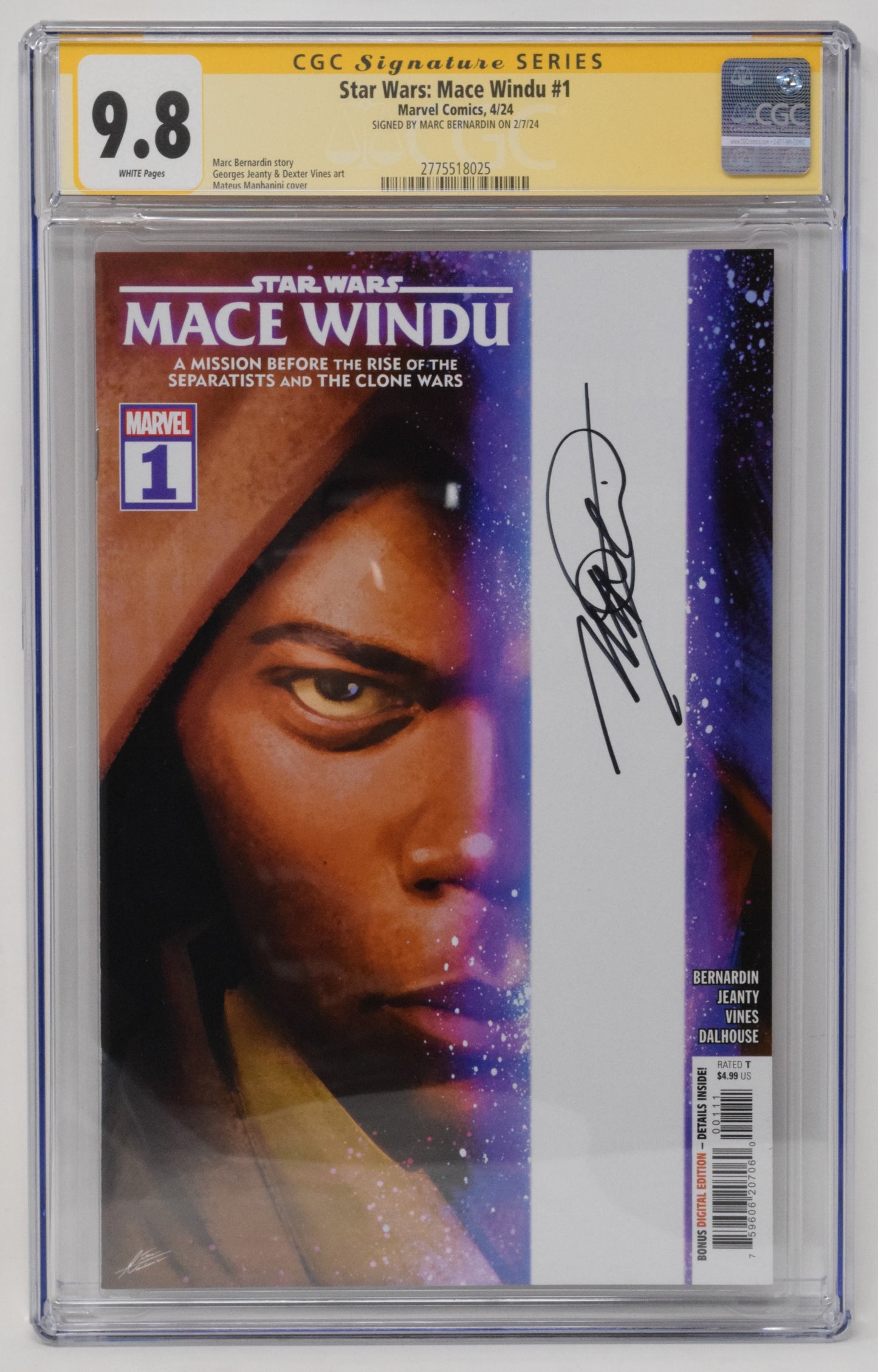 Star Wars Mace Windu #1 A Mateus Manhannini SIGNED Marc Bernardin (02/07/2024) Marvel