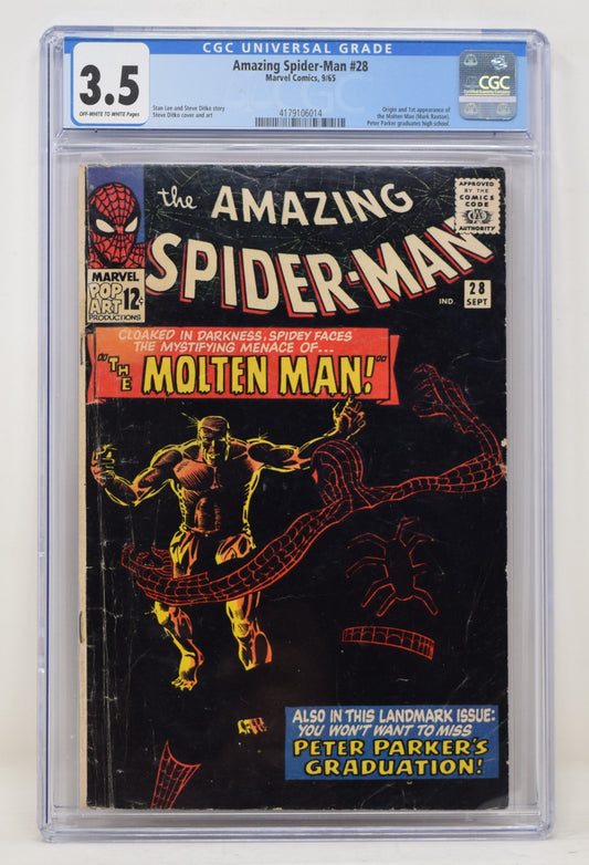 Amazing Spider-Man 28 Marvel 1965 CGC 3.5 1st Molton Man Steve Ditko