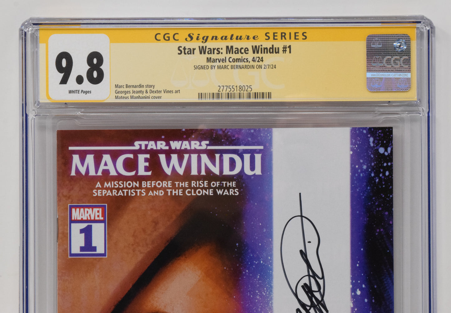 Star Wars Mace Windu #1 A Mateus Manhannini SIGNED Marc Bernardin (02/07/2024) Marvel