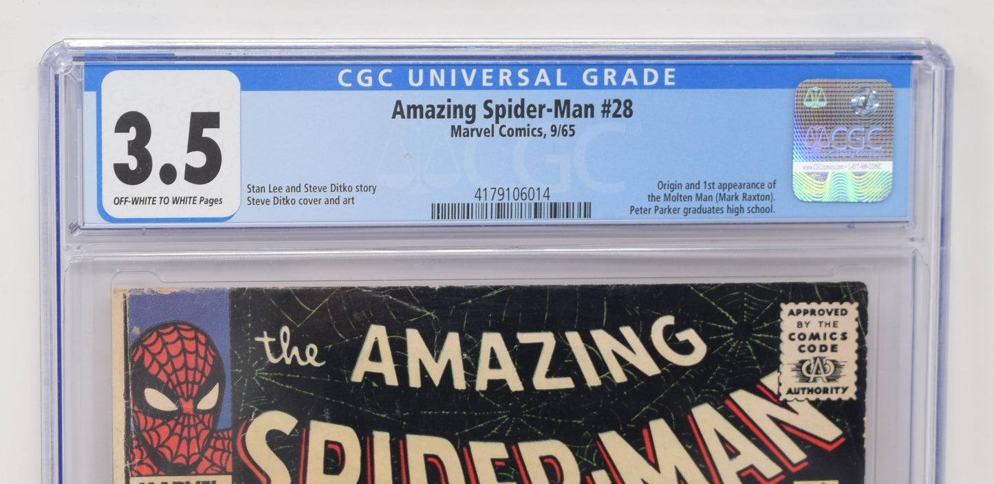 Amazing Spider-Man 28 Marvel 1965 CGC 3.5 1st Molton Man Steve Ditko