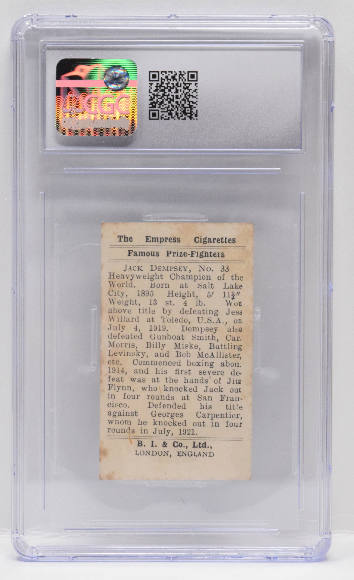 Jack Dempsey Boxing Card Burstein Famous Prize Fighters 1923 33 CGC 4