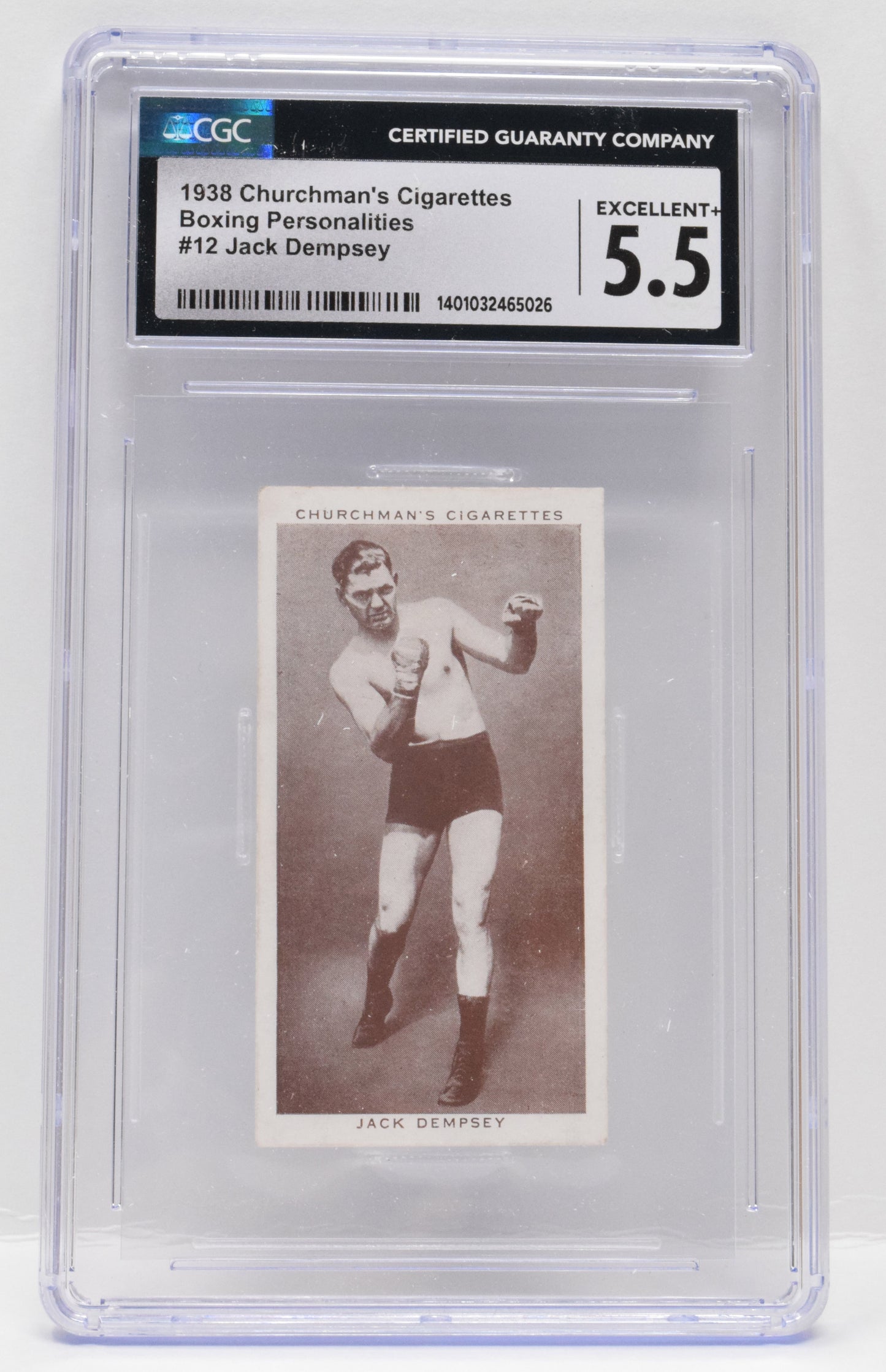 Jack Dempsey Boxing Card Churchmans Cigarettes Personalities 1938 12 CGC 5.5