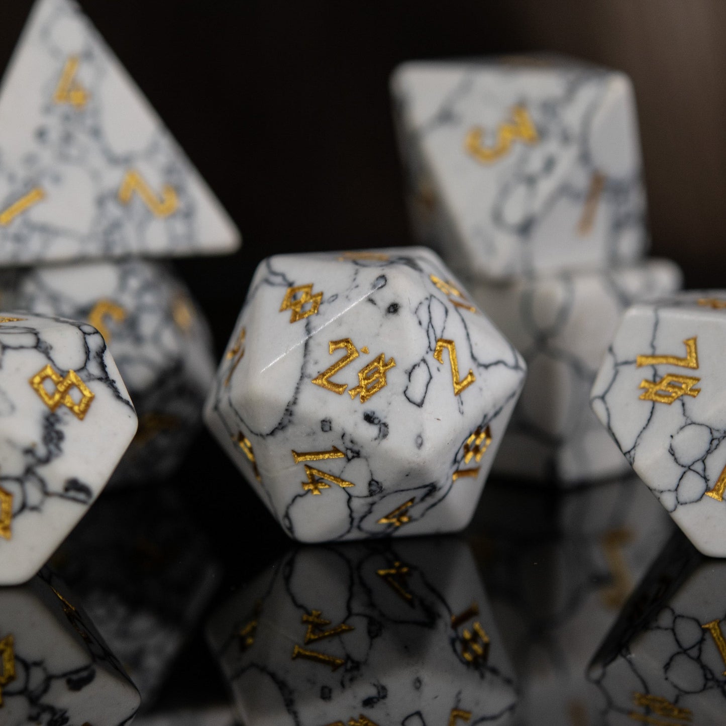 White Howlite Stone Dice Set