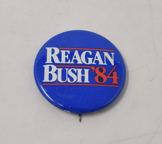 Ronald Regan George Bush 1984 Blue Metal Button Pin Pinback Presidential Election