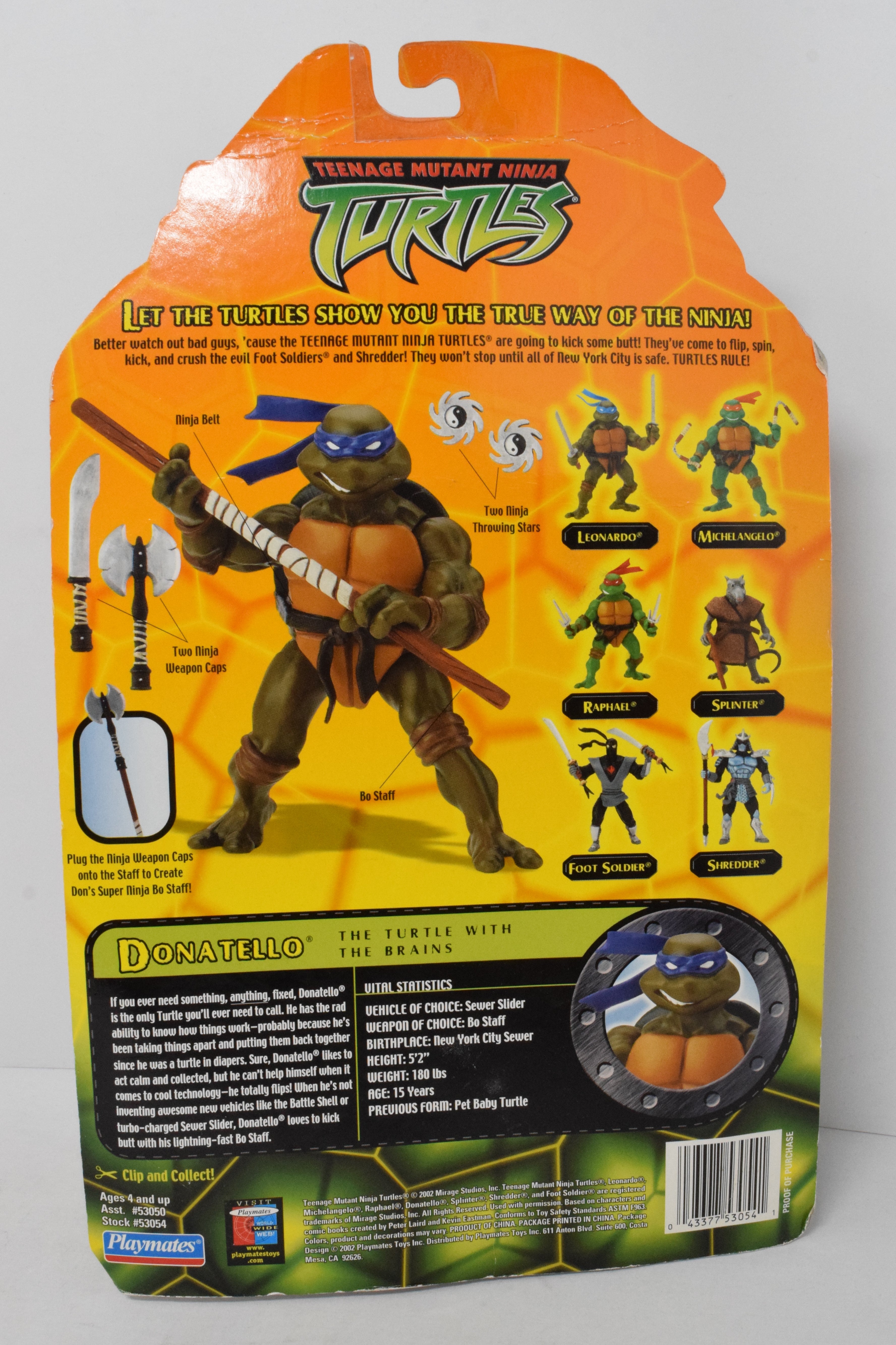 Teenage Mutant Ninja Turtles Donatello Action Figure Playmates 2002 Ne
