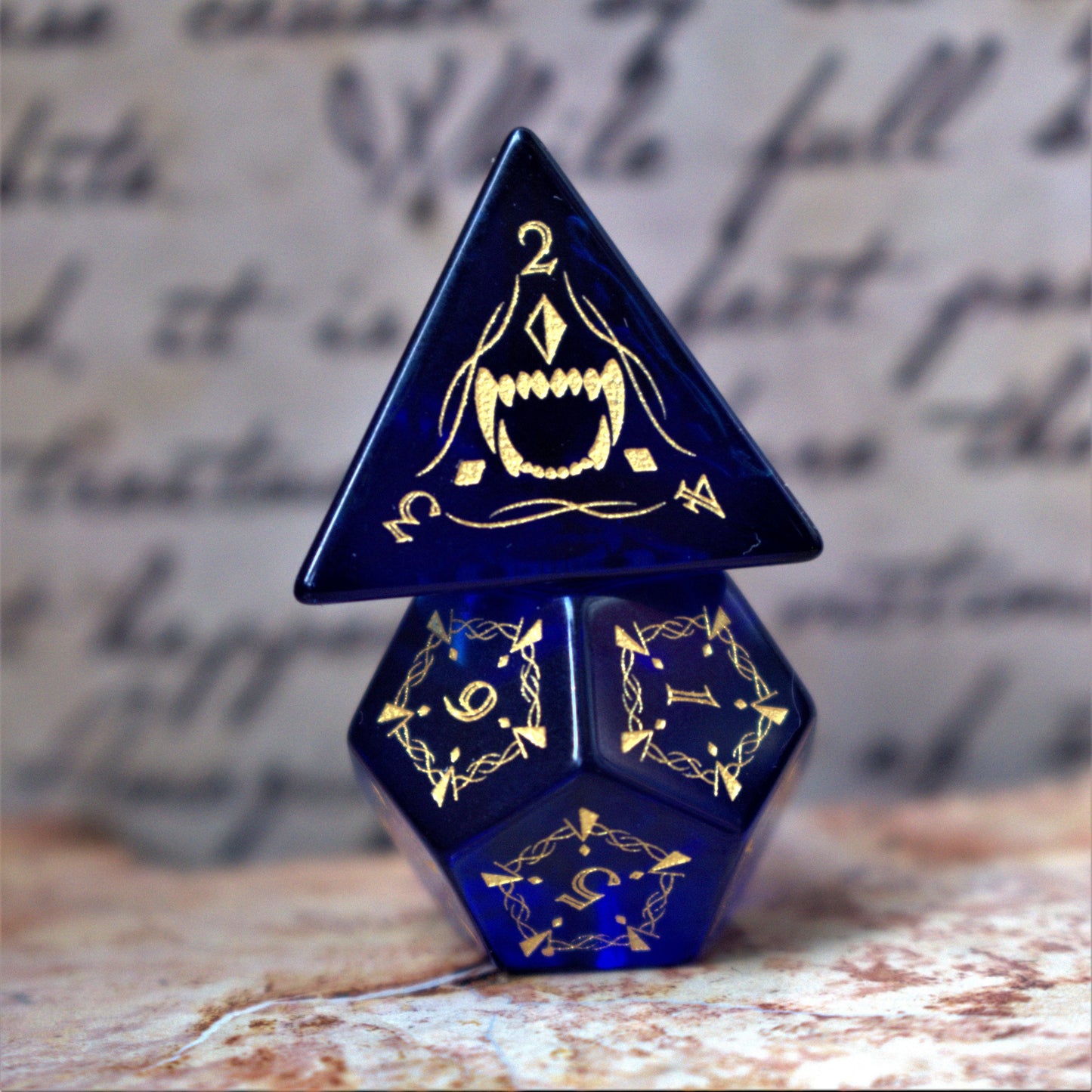 Fangs of Winter Blue Glass Dice Set