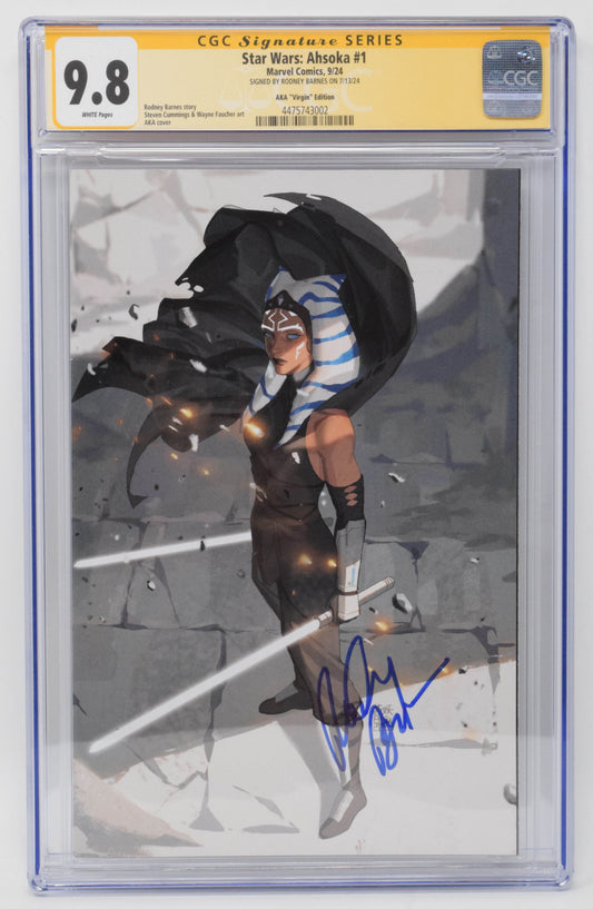 Star Wars Ahsoka 1 Marvel 2024 1:100 AKA CGC SS 9.8 Signed Rodney Barnes