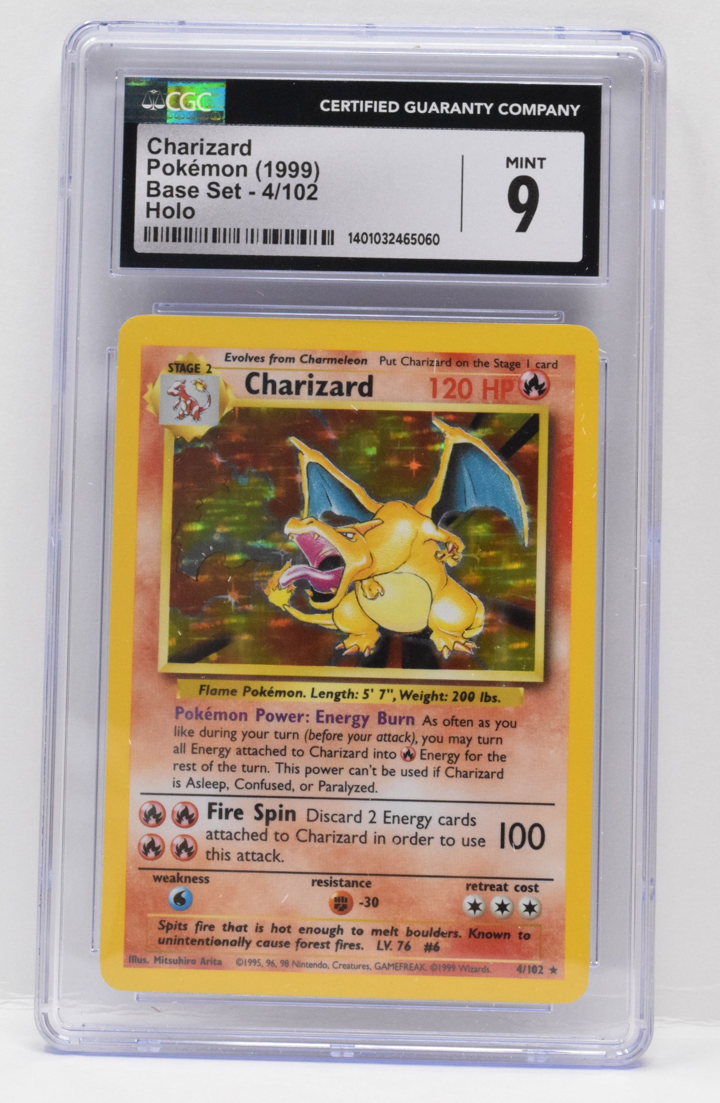 Pokemon Charizard Card Base Unlimited 1999 4/102 Holo CGC 9