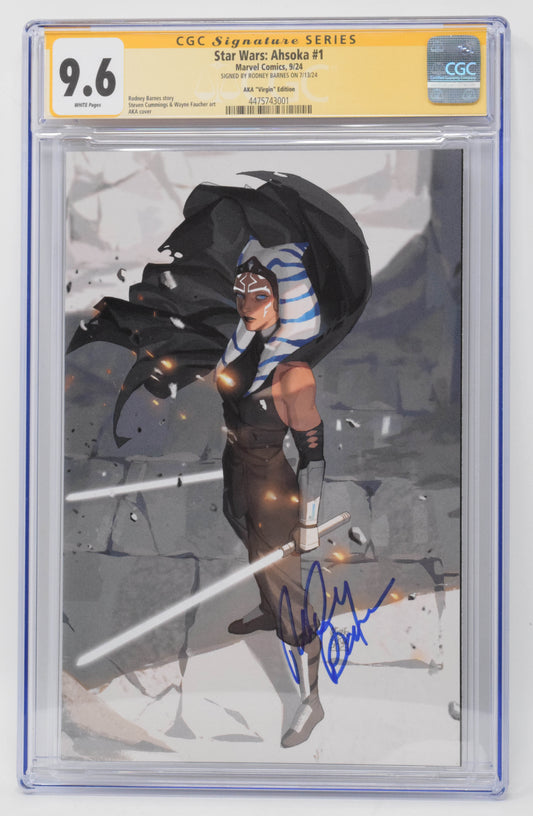 Star Wars Ahsoka 1 Marvel 2024 1:100 AKA CGC SS 9.6 Signed Rodney Barnes