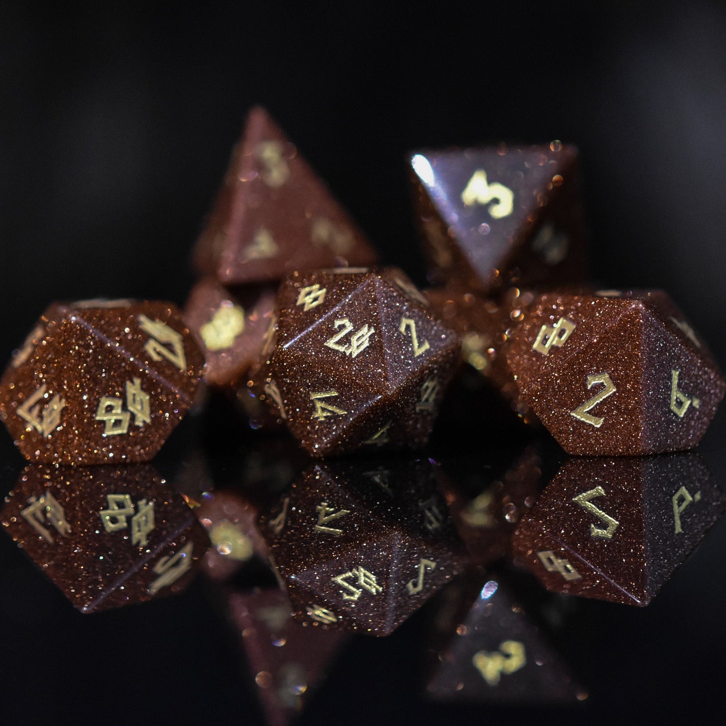 Gold Sandstone Stone Dice Set