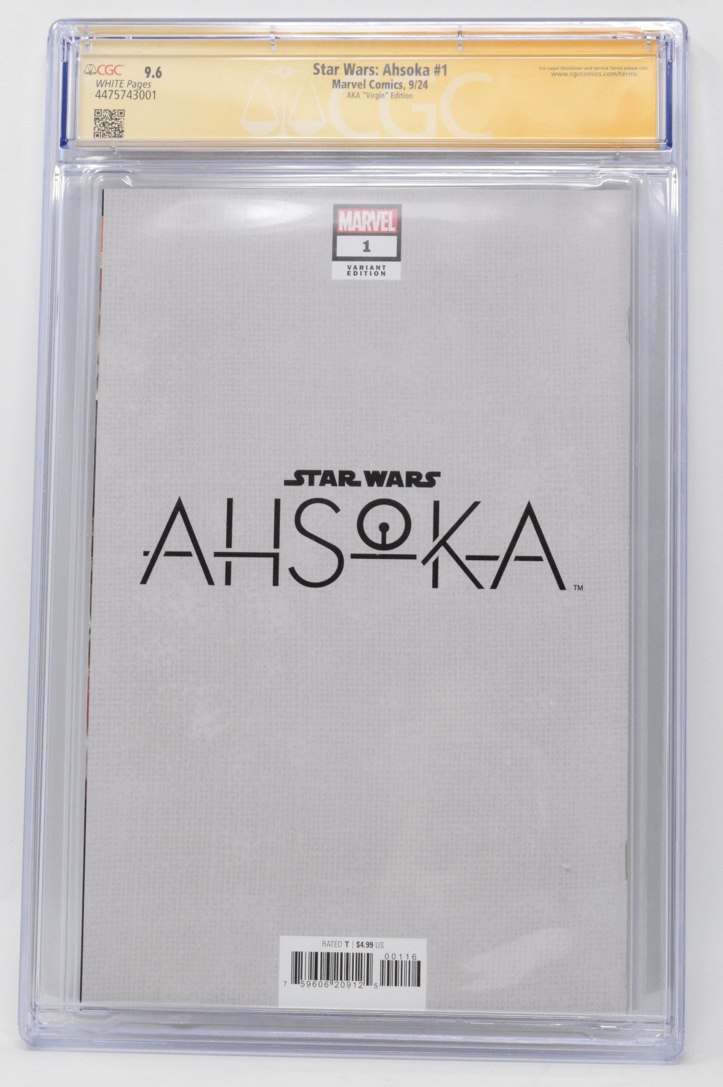 Star Wars Ahsoka 1 Marvel 2024 1:100 AKA CGC SS 9.6 Signed Rodney Barnes