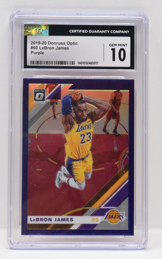 Lebron James Purple Basketball Card Donruss Optic 2019 - 20 60 CGC 10