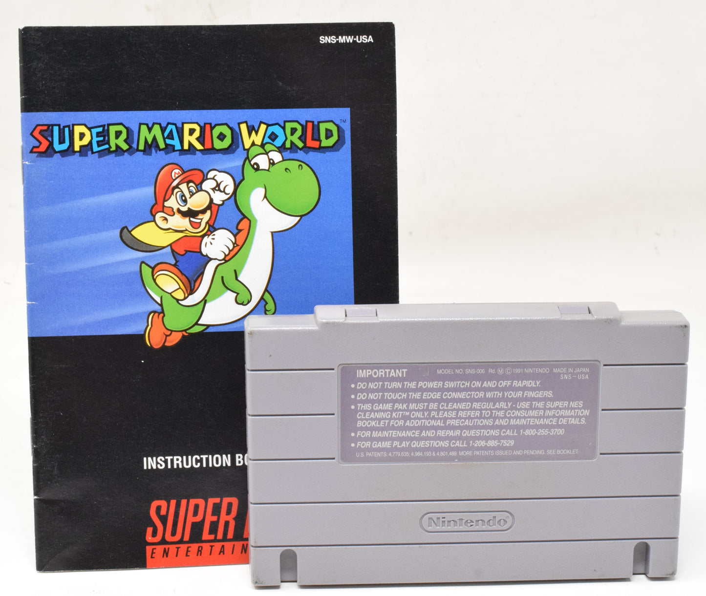 Super Nintendo SNES Mario World Video Game Cartridge Manual