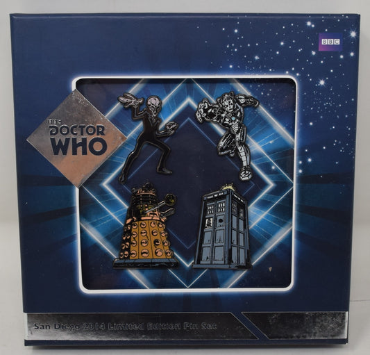 Doctor Who Pin Set Tardis Dalek Cyberman K-9 SDCC 2014 LTD 300 New