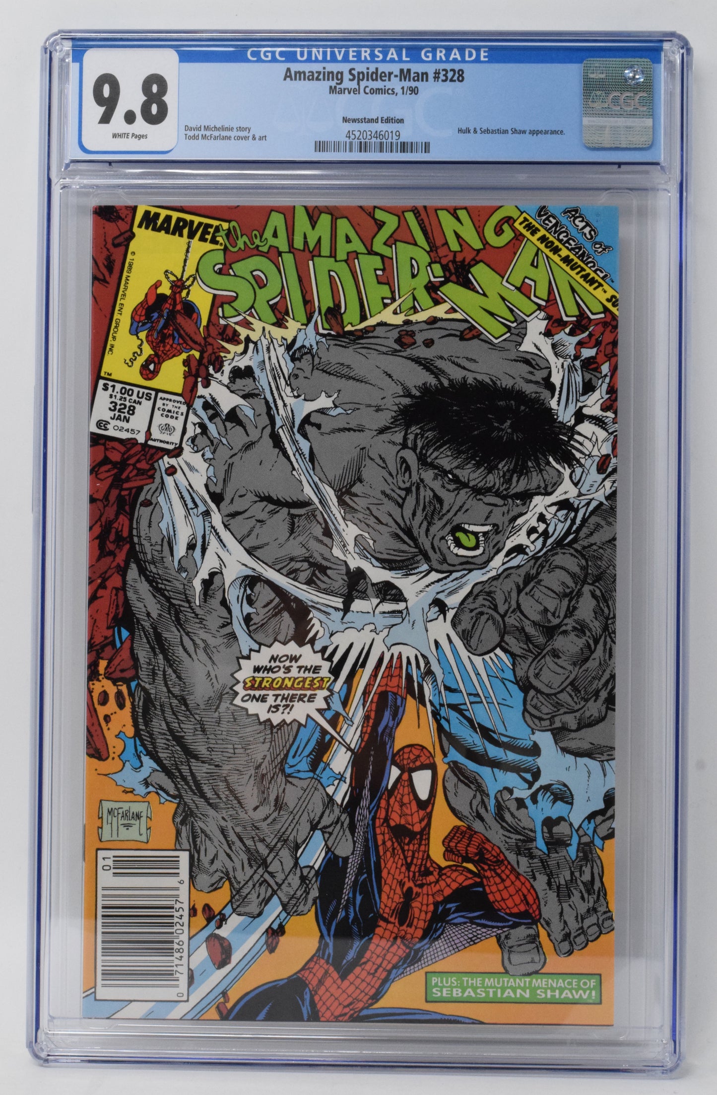 Amazing Spider-Man 328 Marvel 1990 CGC 9.8 Todd McFarlane Hulk Newsstand