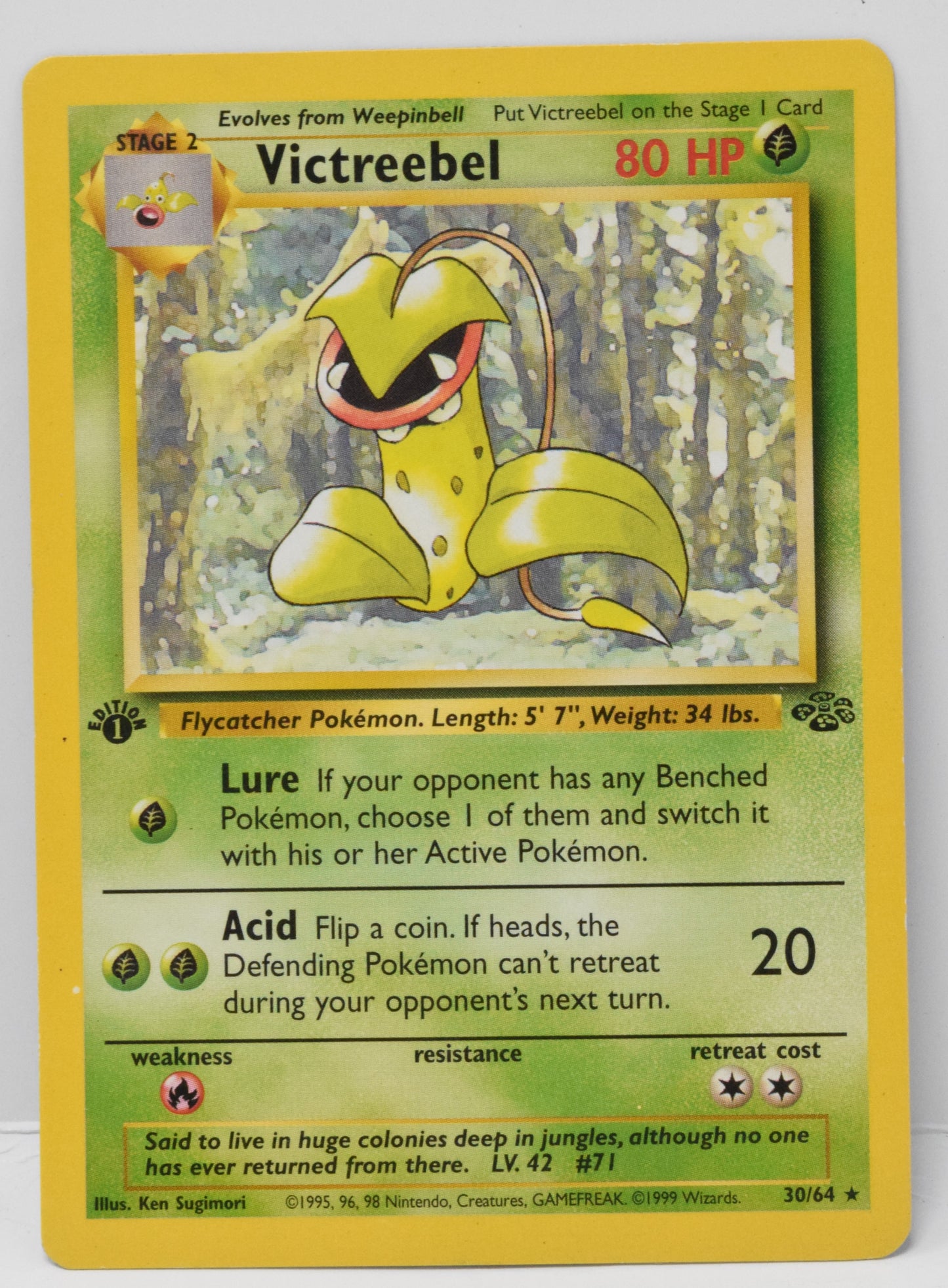 Pokemon Card Victreebel 1st Edition Jungle 30/64 MP