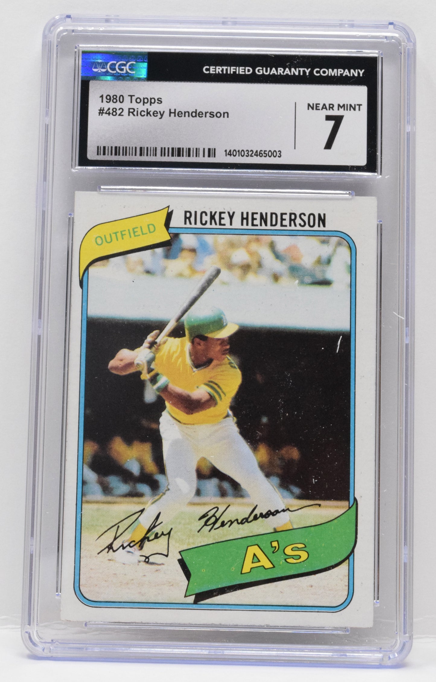 Rickey Henderson Baseball Card Topps 1980 Rookie RC 482 CGC 7