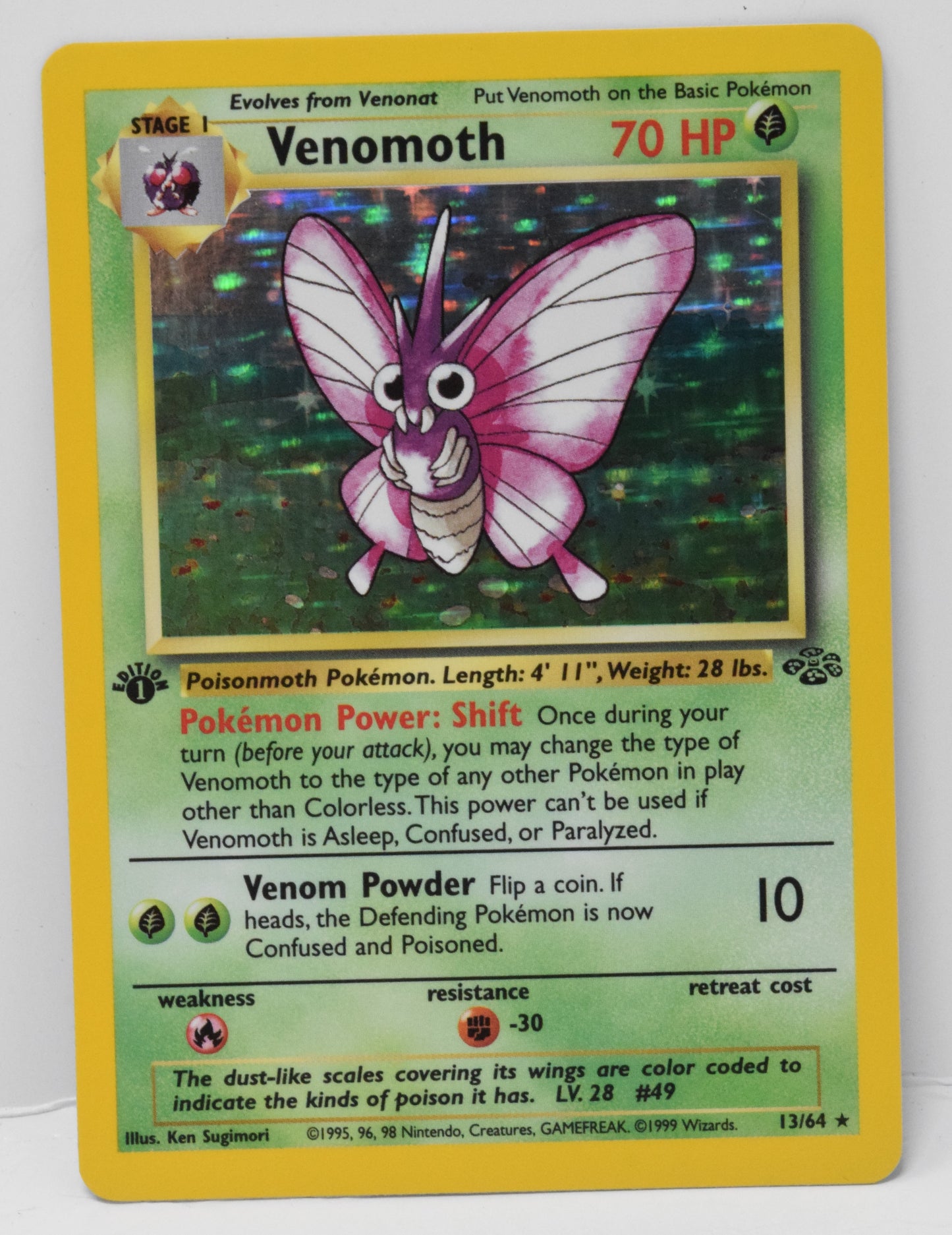 Pokemon Card Venomoth Holo 1st Edition Jungle 13/64 LP