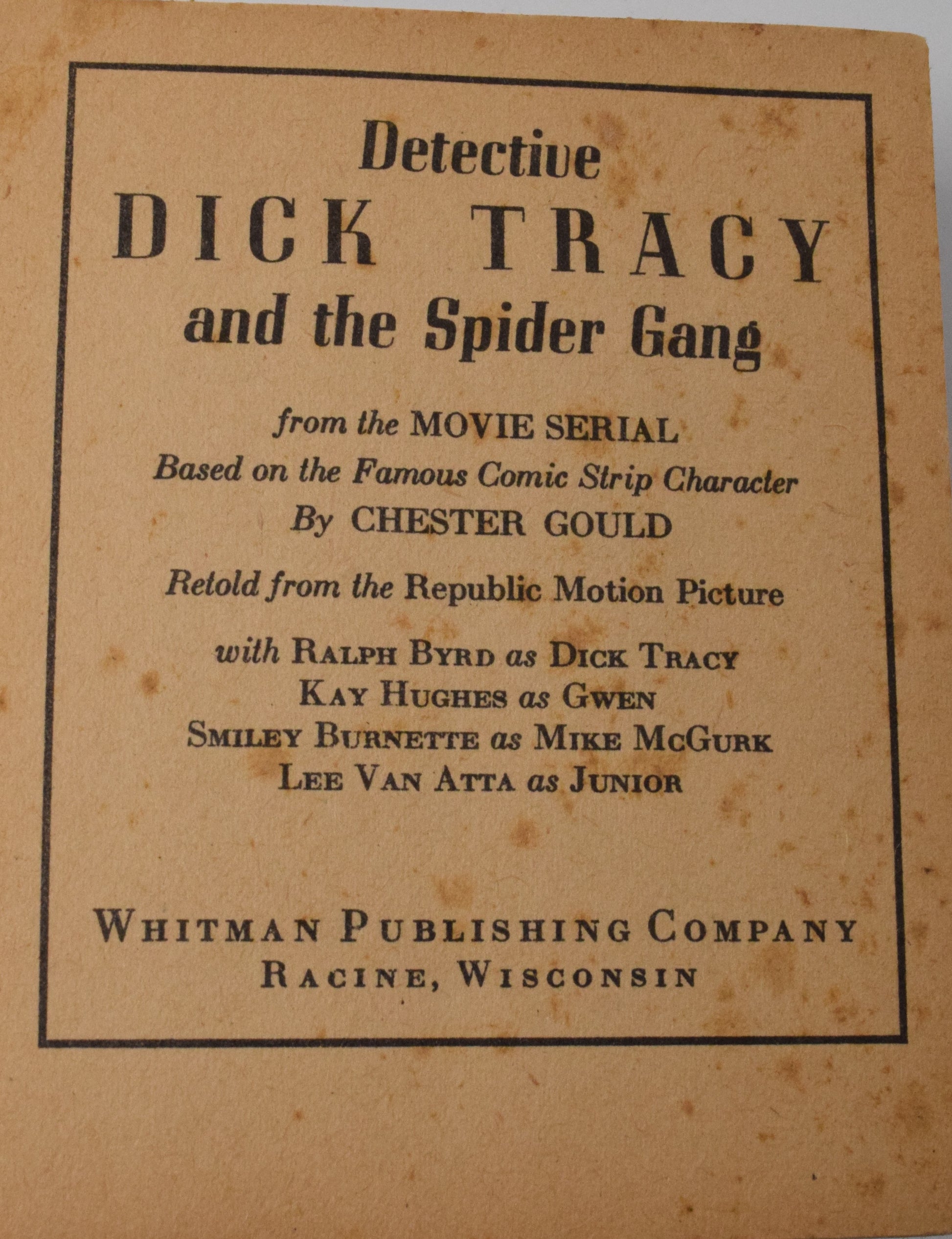Dick Tracy And The Spider Gang 1446 Big Little Book Whitman 1937 VG - Golden Apple Comics