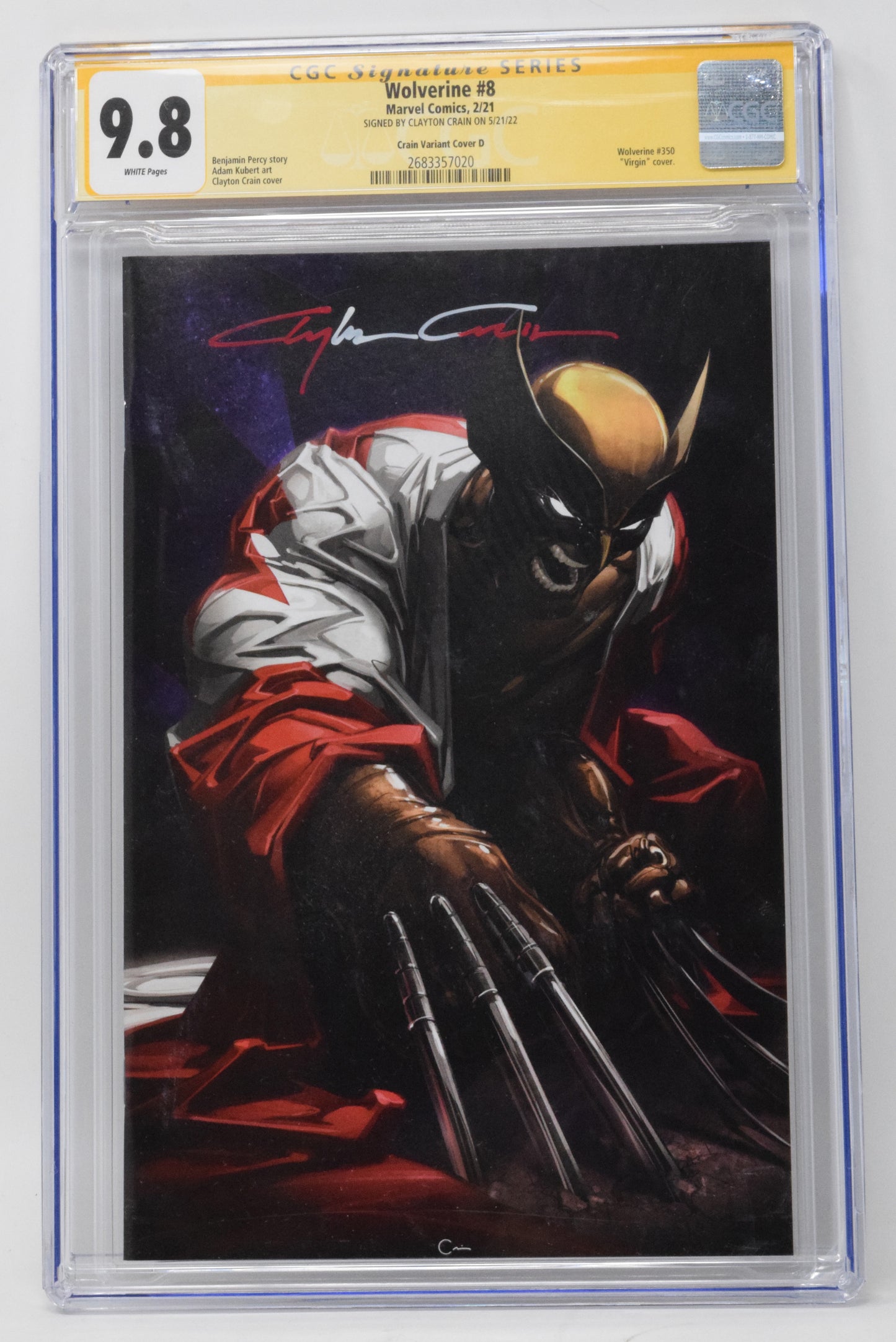 Wolverine 8 Marvel 2021 CGC SS 9.8 Clayton Crain Virgin Signed Canada Variant