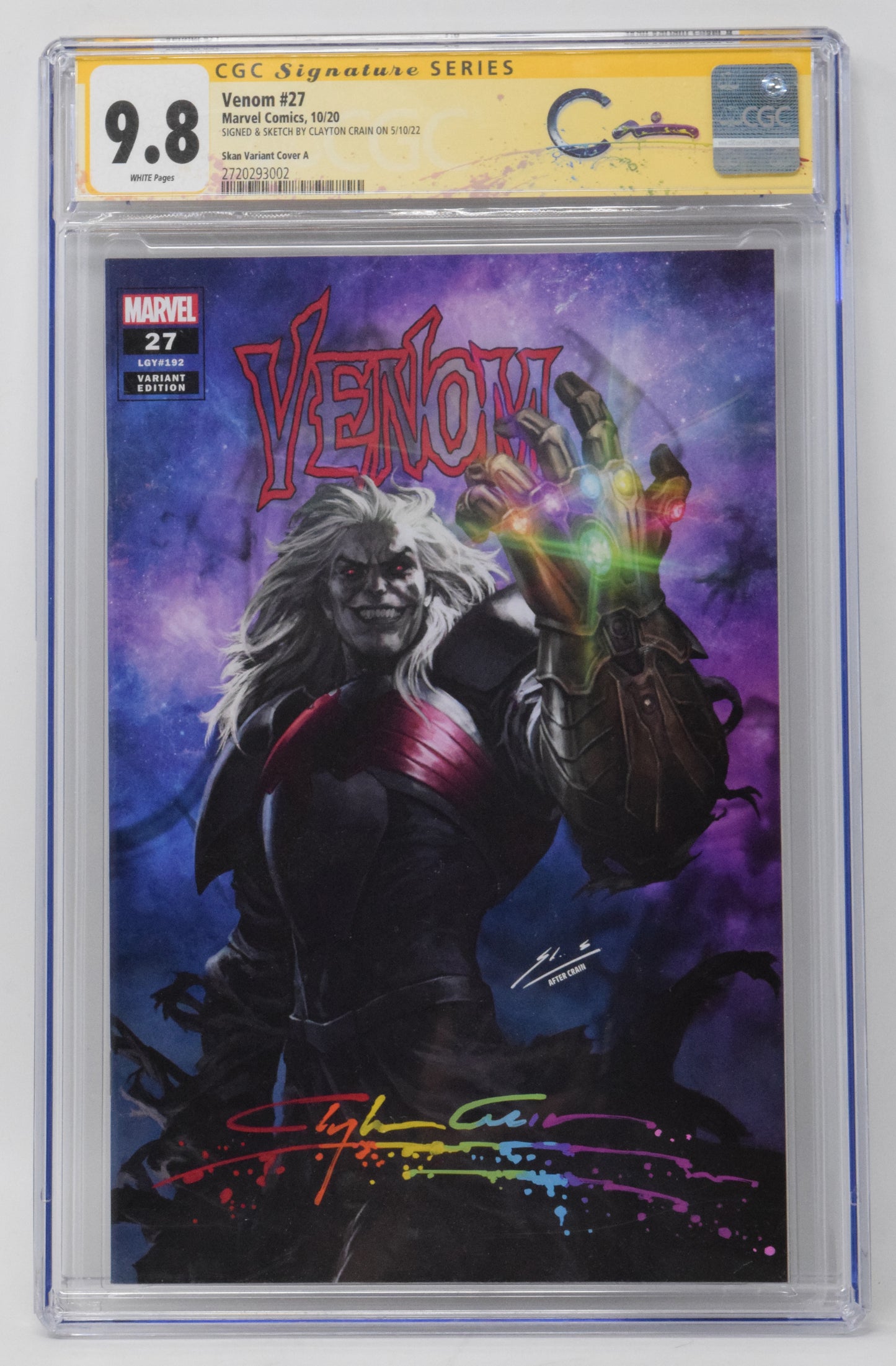 Venom 27 Marvel CGC SS 9.8 Skan Signed Clayton Crain Murder 7 Homage