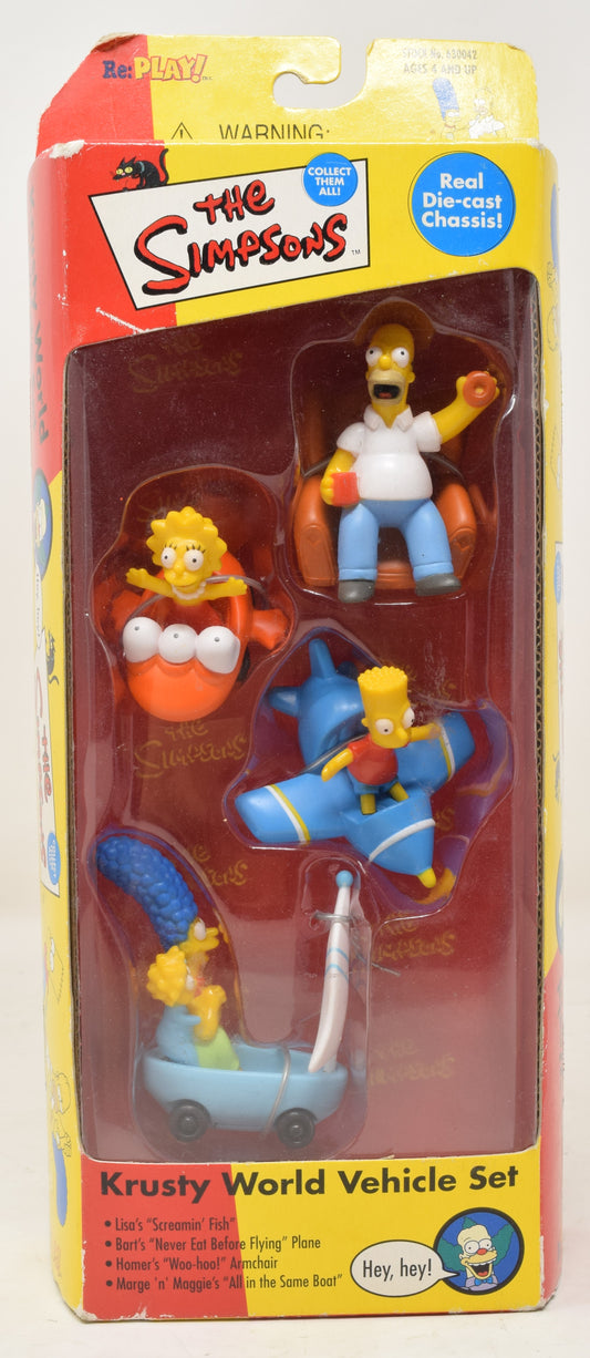 The Simpsons Krusty World Vehicle Set of 4 Figures 2000 Bart Homer Lisa Marge NIB